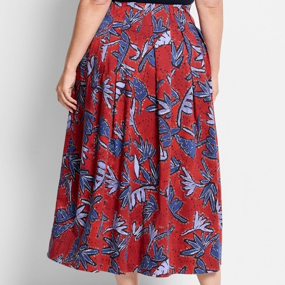 NWT Nic + Zoe Autumn Leaves Cotton Midi Skirt 3X Pull On Lightweight Breathab - Picture 2 of 8